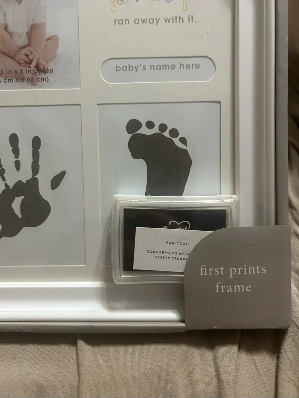 CR Gibson first prints baby frame gray new in box feet and hand prints